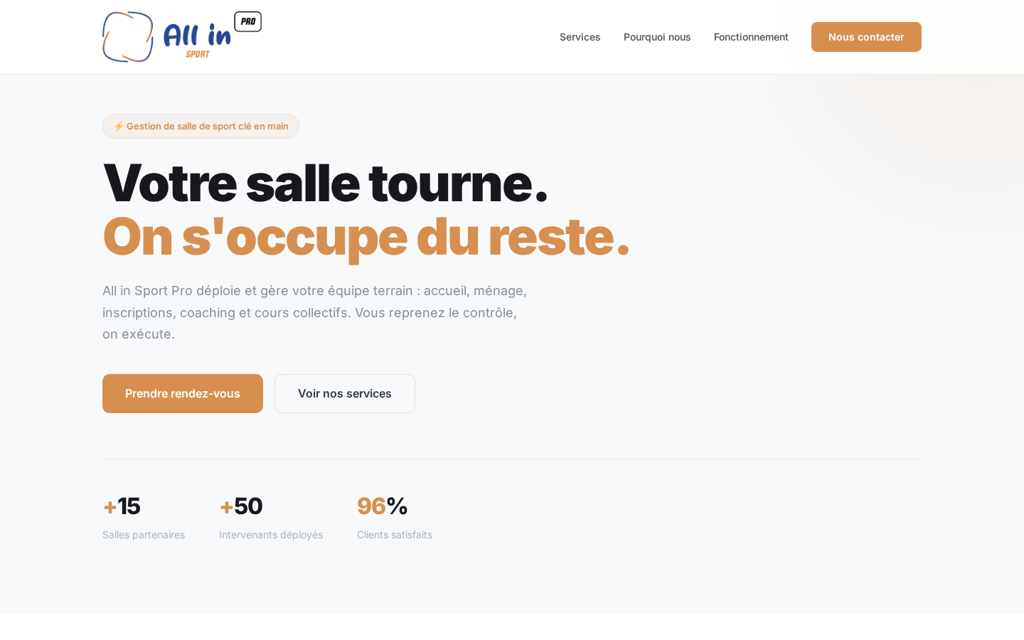 Capture d'écran du site All in Sport Pro